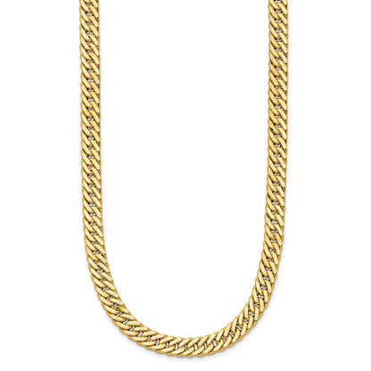 Polished and Satin Reversible Fancy Curb Necklace 18"