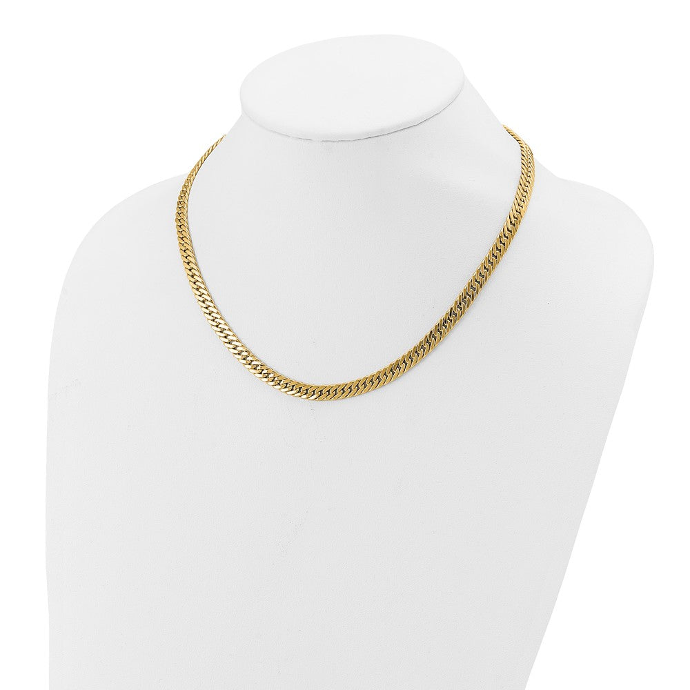Polished and Satin Reversible Fancy Curb Necklace 18"