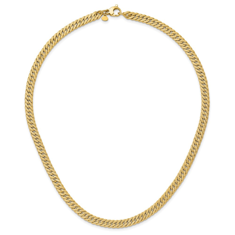 Polished and Satin Reversible Fancy Curb Necklace 18"