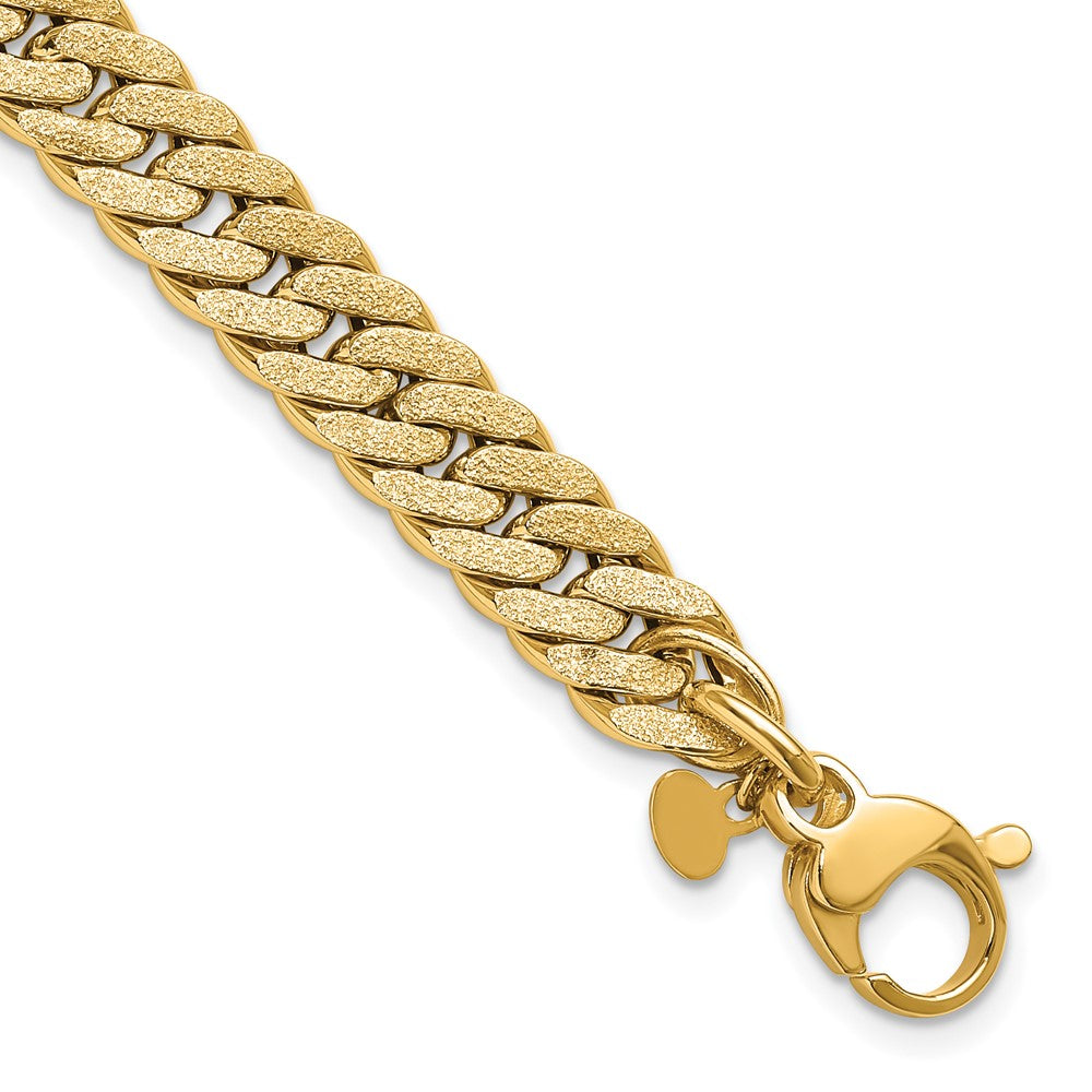Polished and Satin Reversible Fancy Curb Bracelet 7.5"