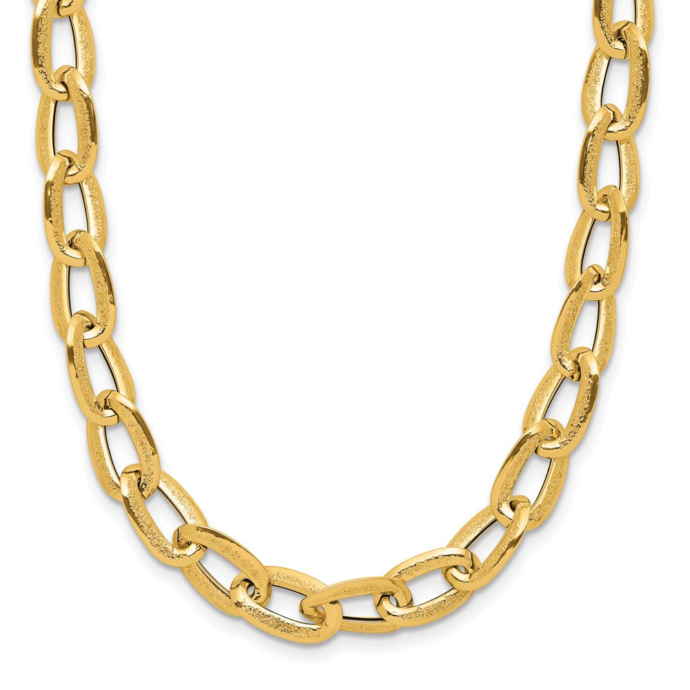 Polished and Satin Fancy Link Necklace 18"