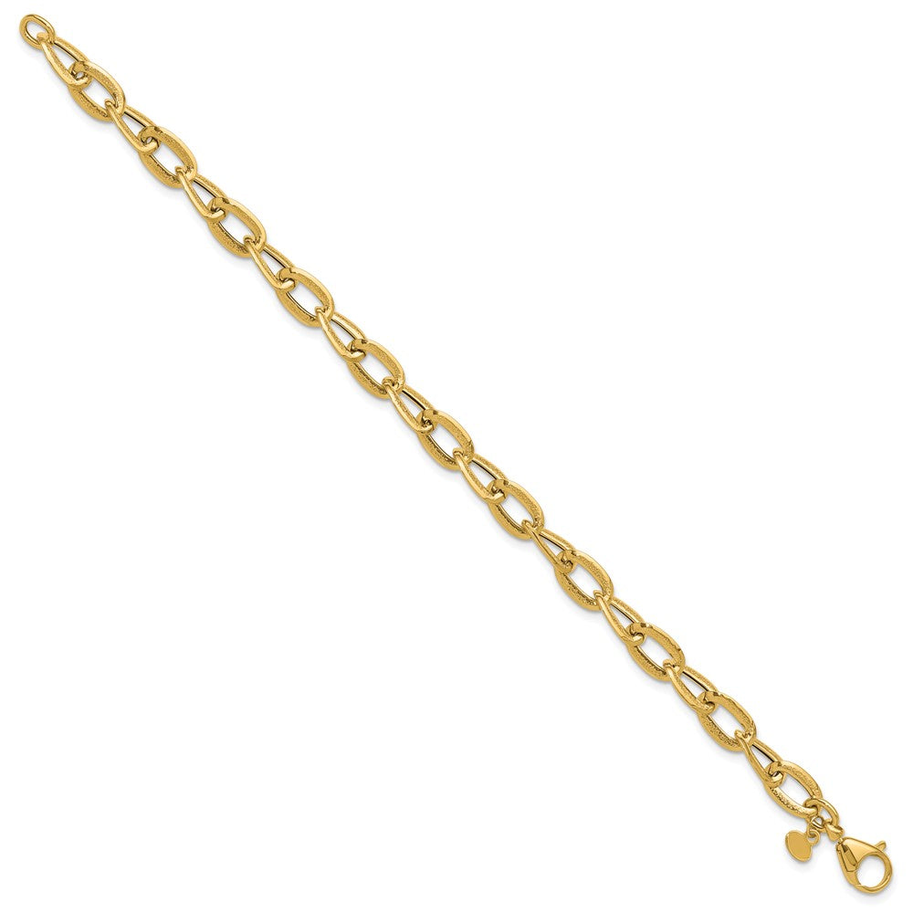 Polished and Satin Fancy Link Bracelet 7.5" - 2.78-2.8g
