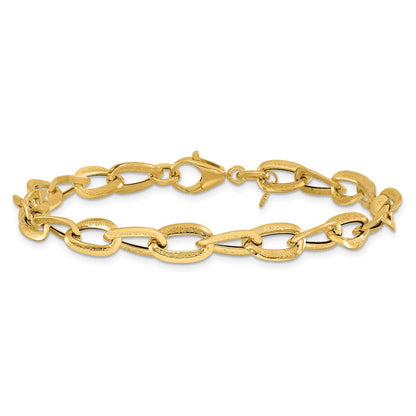 Polished and Satin Fancy Link Bracelet 7.5" - 2.78-2.8g