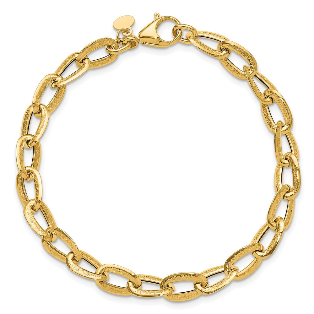 Polished and Satin Fancy Link Bracelet 7.5" - 2.78-2.8g