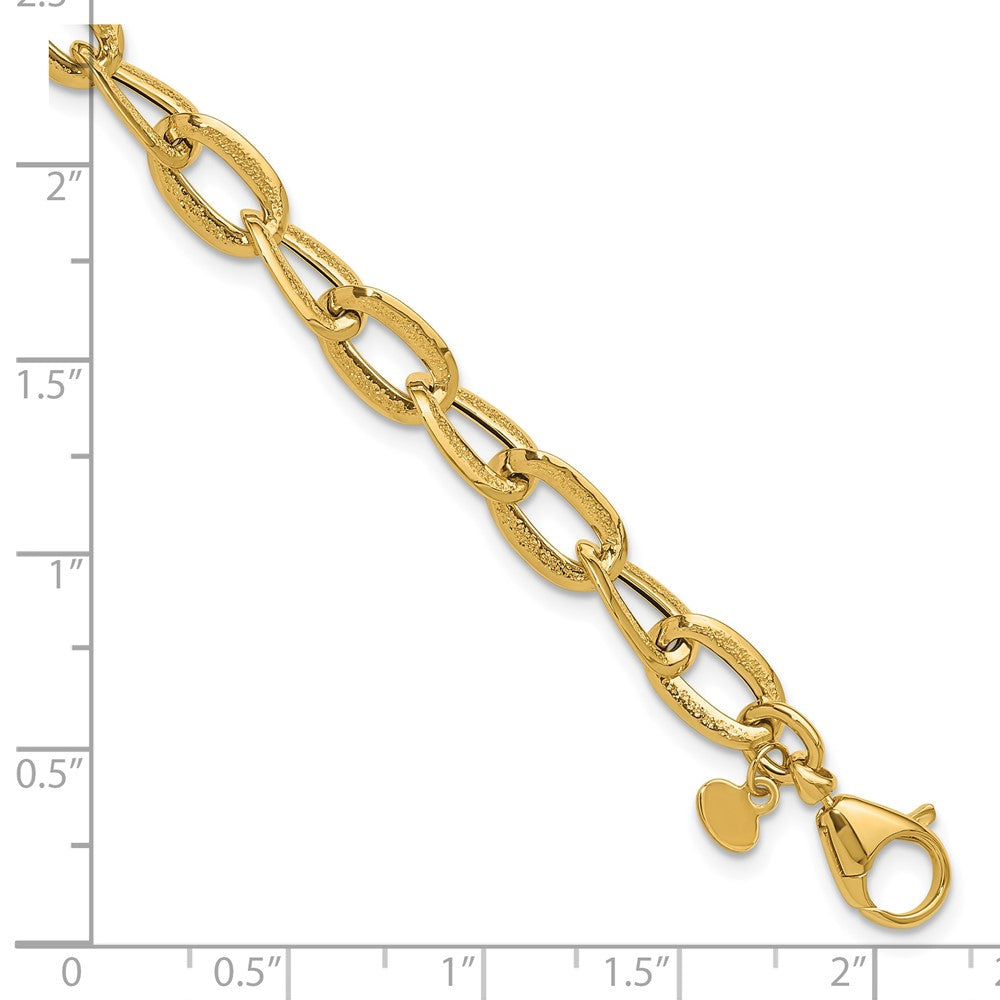 Polished and Satin Fancy Link Bracelet 7.5" - 2.78-2.8g
