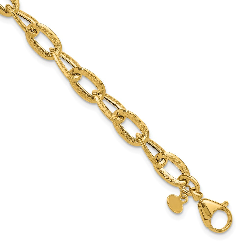 Polished and Satin Fancy Link Bracelet 7.5" - 2.78-2.8g
