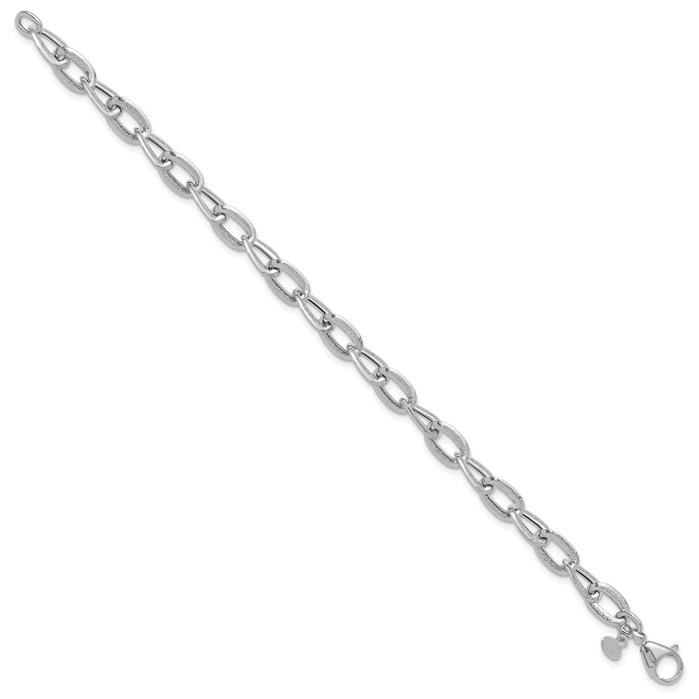 Polished and Satin Fancy Link Bracelet 7.5" - 2.78-2.8g