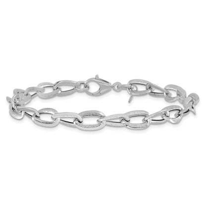 Polished and Satin Fancy Link Bracelet 7.5" - 2.78-2.8g