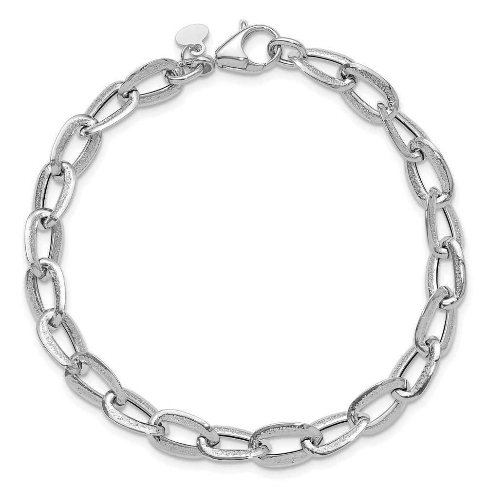 Polished and Satin Fancy Link Bracelet 7.5" - 2.78-2.8g