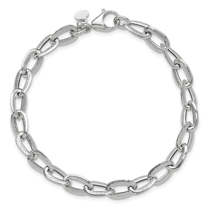 Polished and Satin Fancy Link Bracelet 7.5" - 2.78-2.8g