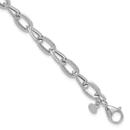 Polished and Satin Fancy Link Bracelet 7.5" - 2.78-2.8g