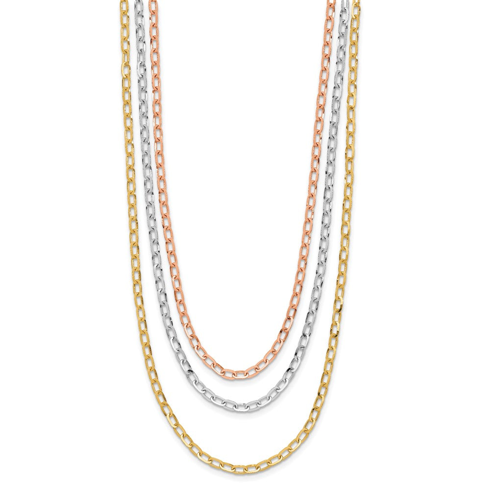 Polished 3-Strand Link Necklace 18"
