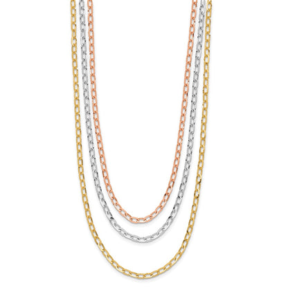 Polished 3-Strand Link Necklace 18"