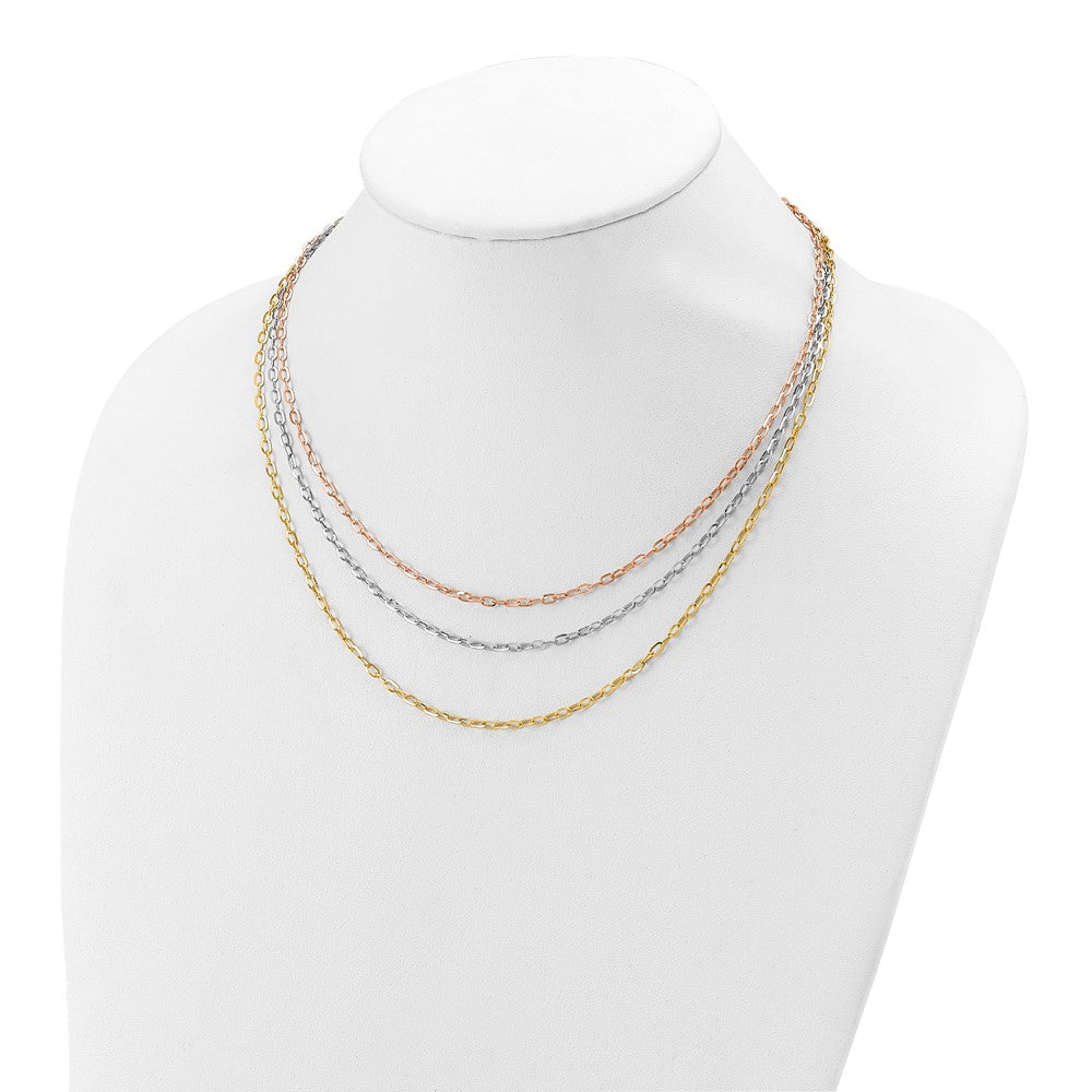 Polished 3-Strand Link Necklace 18"