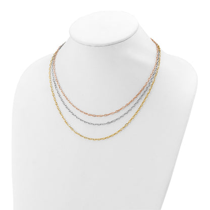Polished 3-Strand Link Necklace 18"