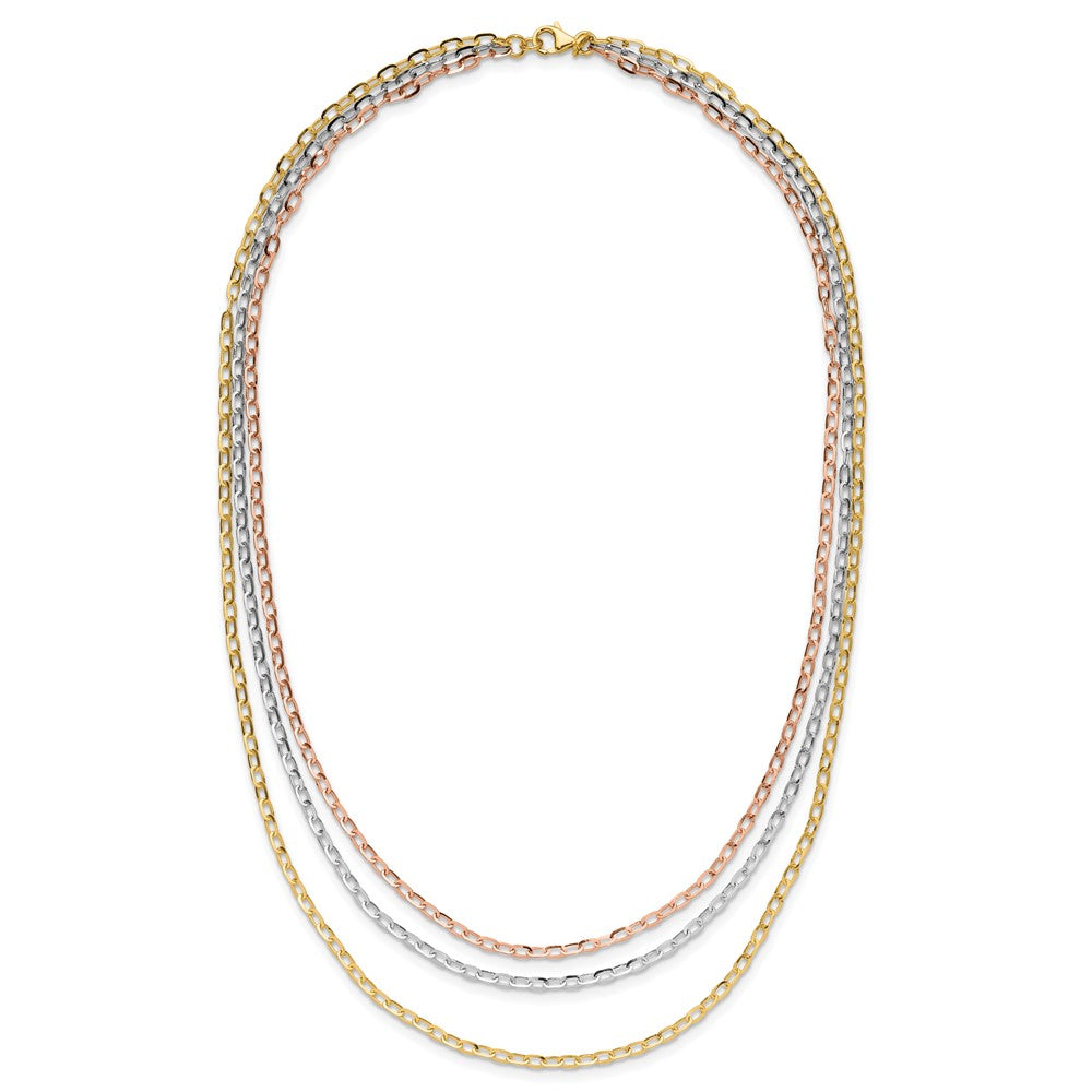 Polished 3-Strand Link Necklace 18"