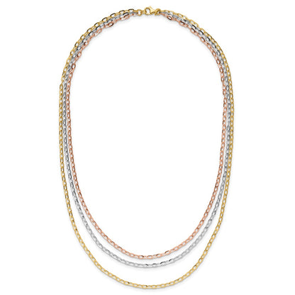 Polished 3-Strand Link Necklace 18"