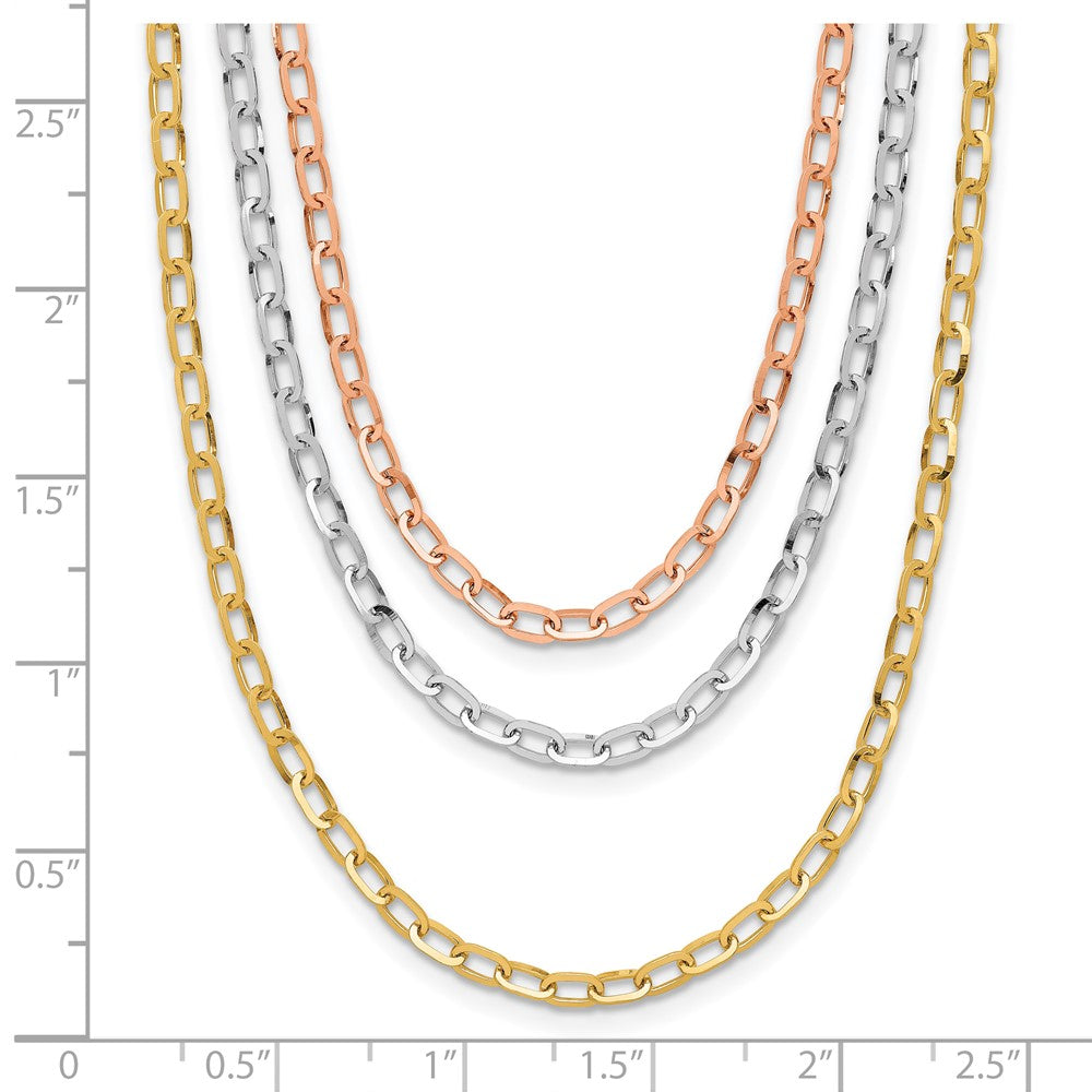 Polished 3-Strand Link Necklace 18"