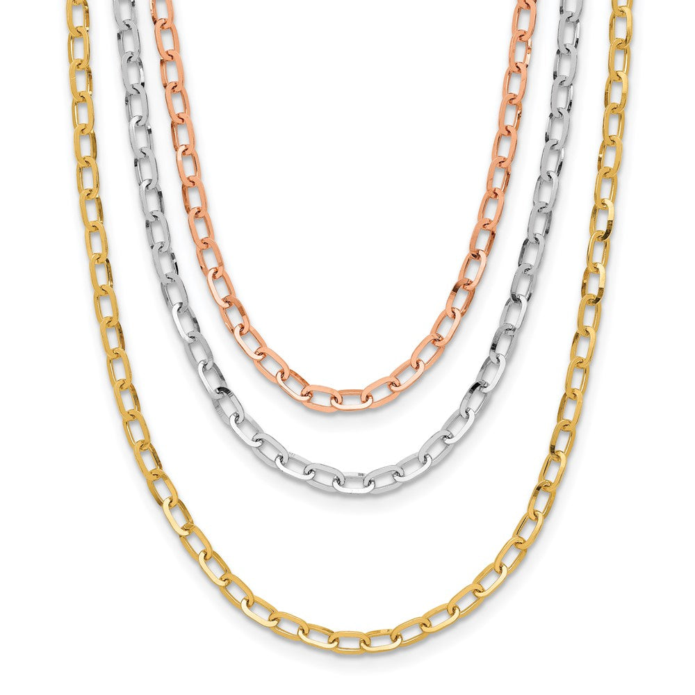 Polished 3-Strand Link Necklace 18"
