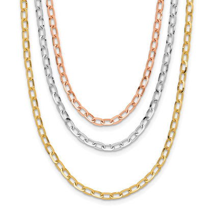 Polished 3-Strand Link Necklace 18"