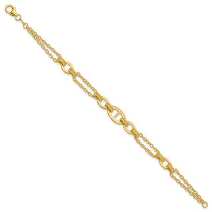 Polished Multi-strand Fancy Link Bracelet 7.5"