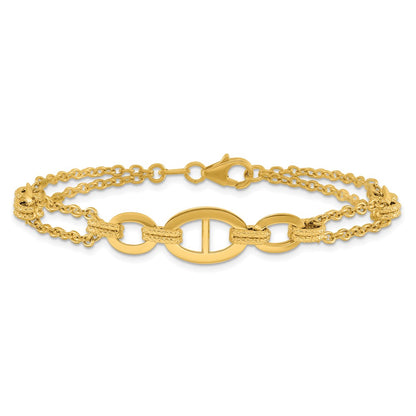 Polished Multi-strand Fancy Link Bracelet 7.5"
