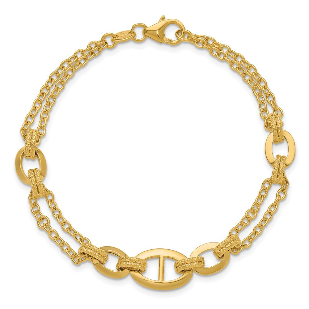 Polished Multi-strand Fancy Link Bracelet 7.5"