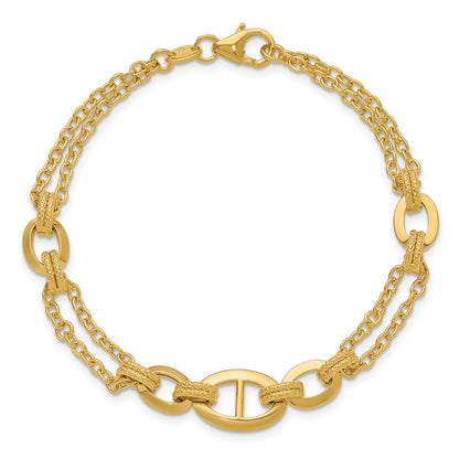 Polished Multi-strand Fancy Link Bracelet 7.5"