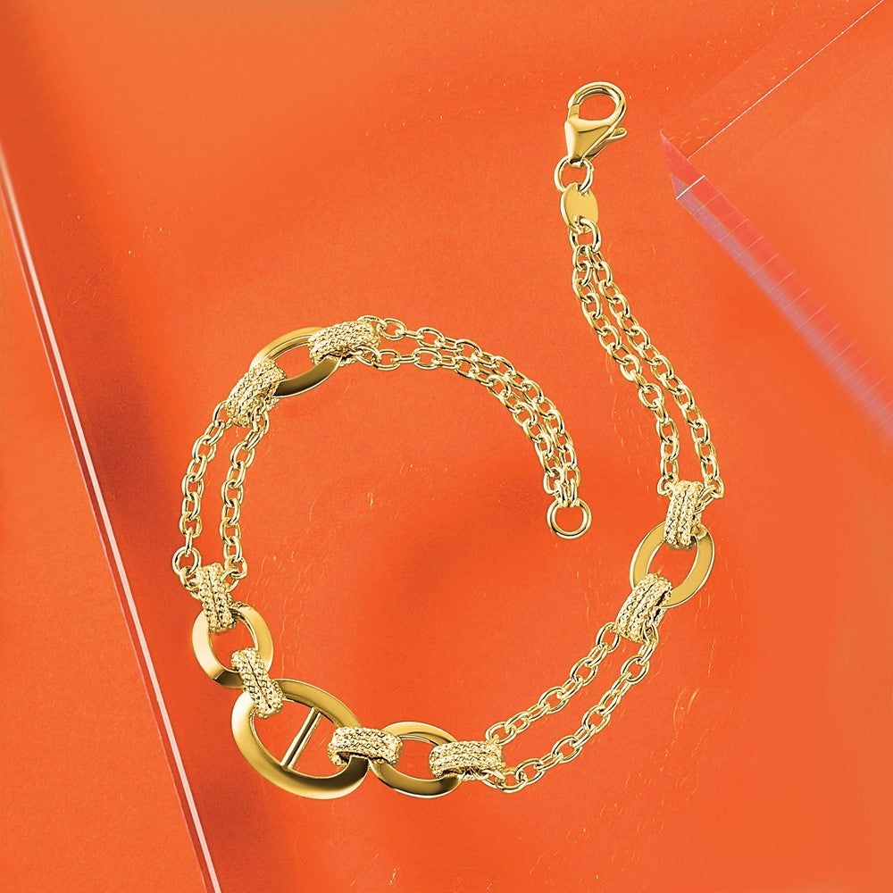 Polished Multi-strand Fancy Link Bracelet 7.5"