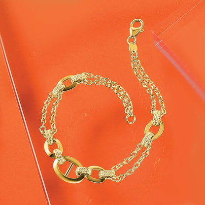 Polished Multi-strand Fancy Link Bracelet 7.5"