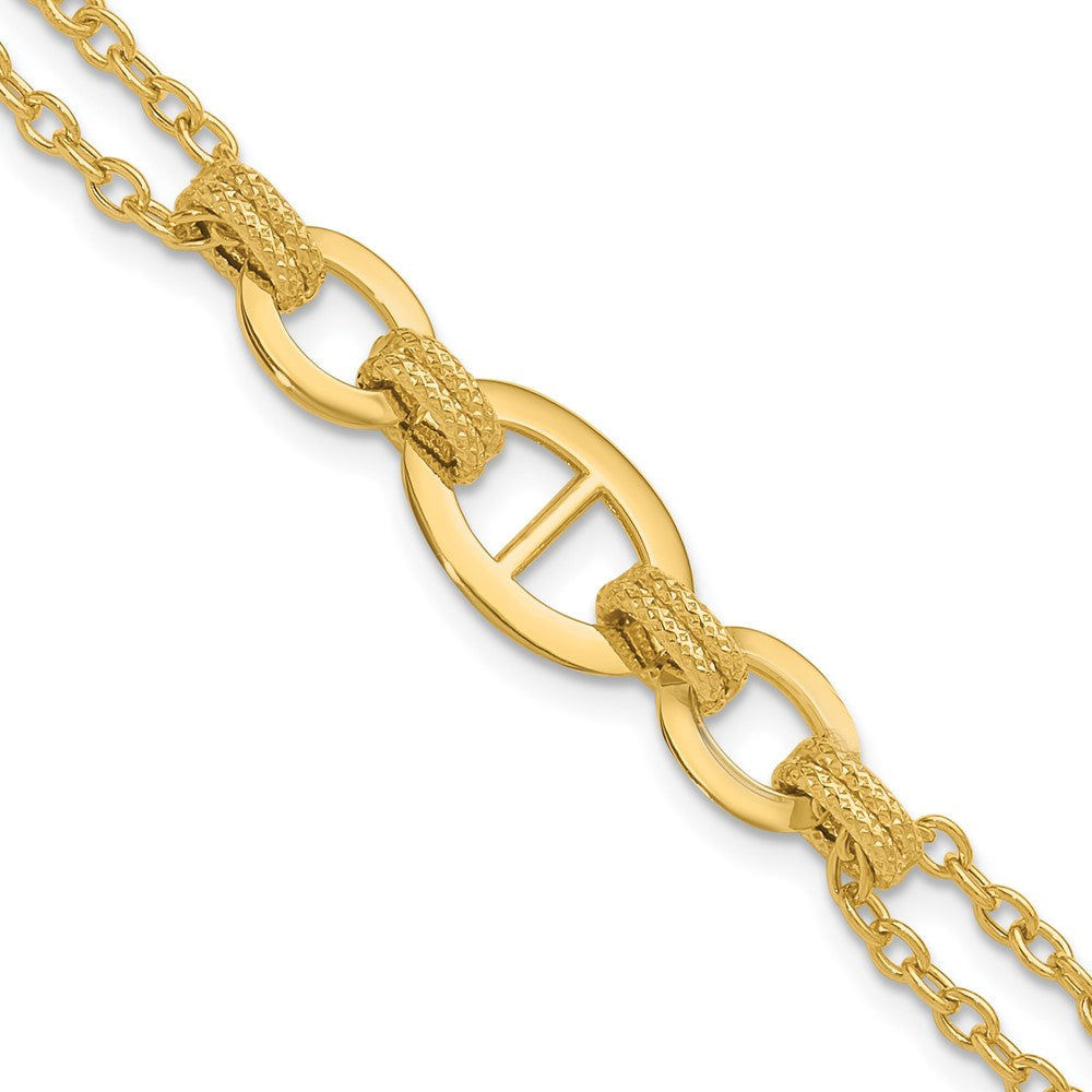 Polished Multi-strand Fancy Link Bracelet 7.5"