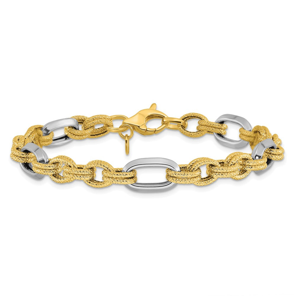 Polished and Textured Fancy Link Bracelet 7.75" - 6.8g