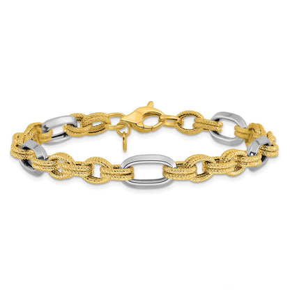 Polished and Textured Fancy Link Bracelet 7.75" - 6.8g