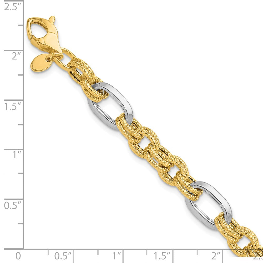 Polished and Textured Fancy Link Bracelet 7.75" - 6.8g