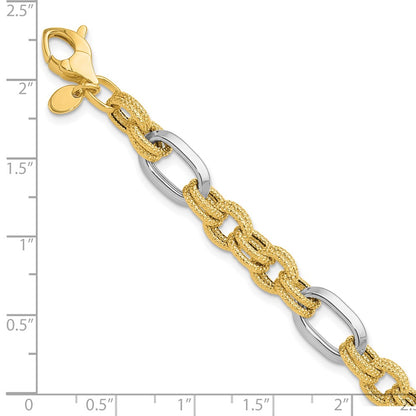 Polished and Textured Fancy Link Bracelet 7.75" - 6.8g