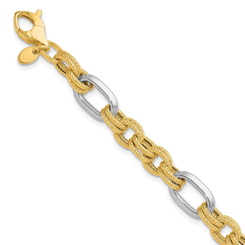 Polished and Textured Fancy Link Bracelet 7.75" - 6.8g