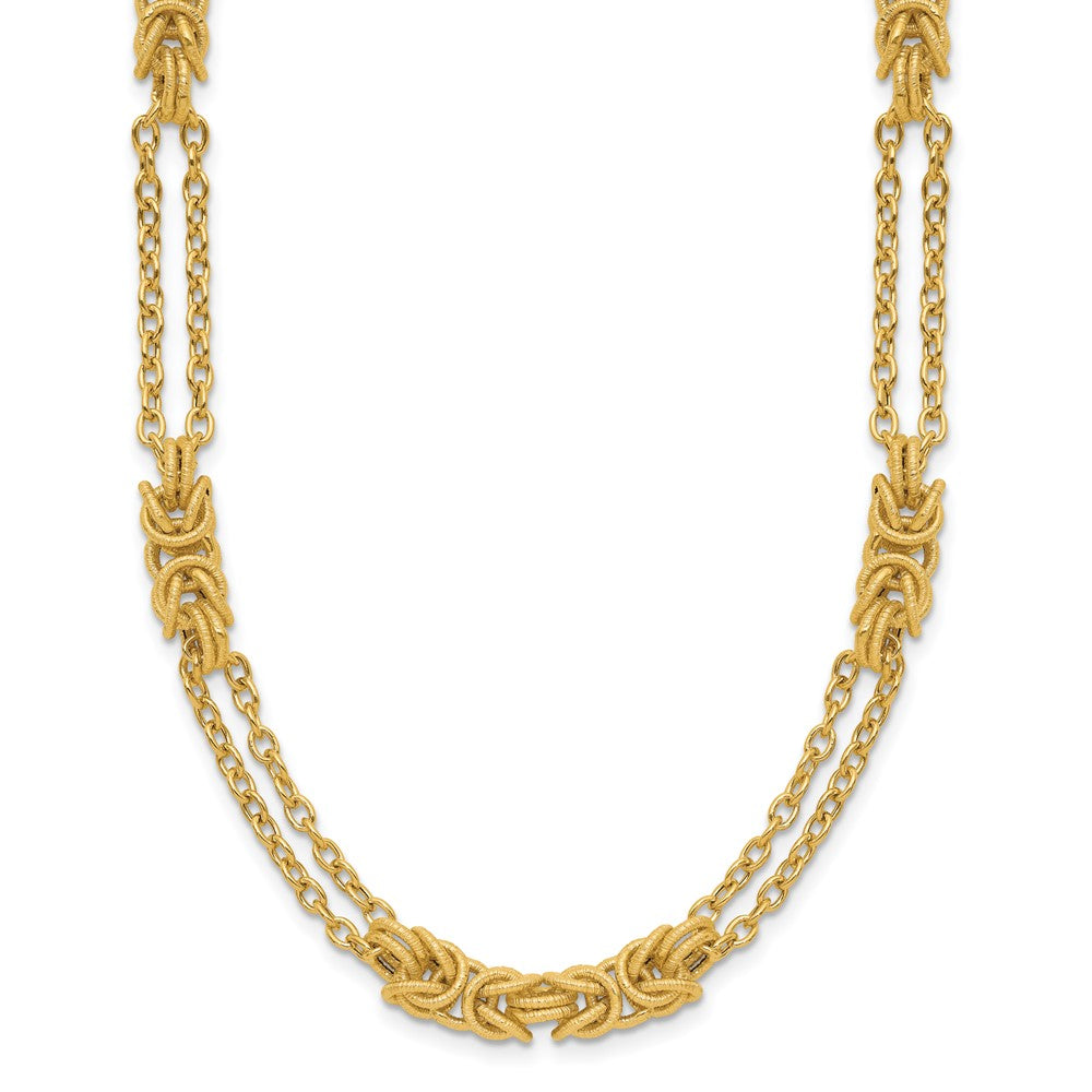 Polished and Textured Fancy Link Necklace 18" - 5.42mm