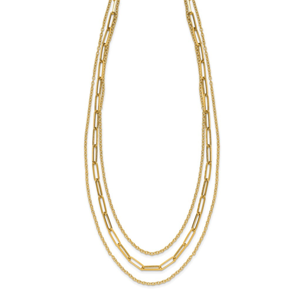 Polished 3-strand Fancy Link Necklace 18"