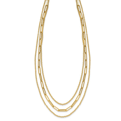 Polished 3-strand Fancy Link Necklace 18"