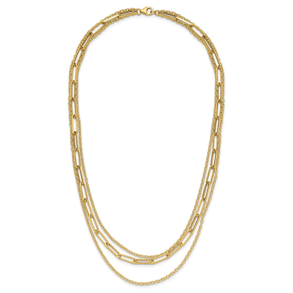 Polished 3-strand Fancy Link Necklace 18"