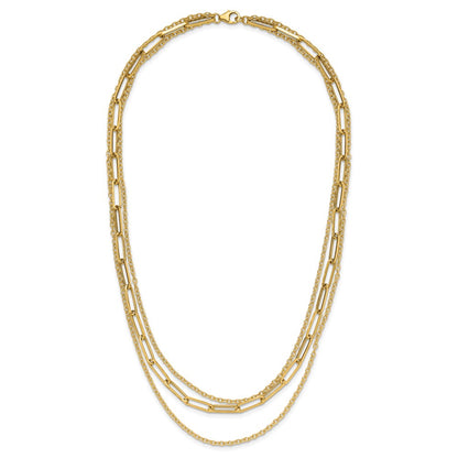 Polished 3-strand Fancy Link Necklace 18"