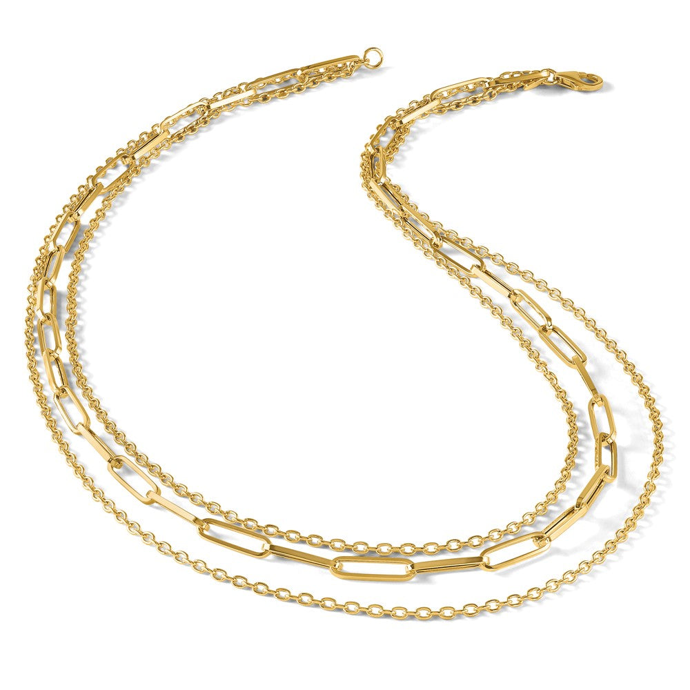 Polished 3-strand Fancy Link Necklace 18"