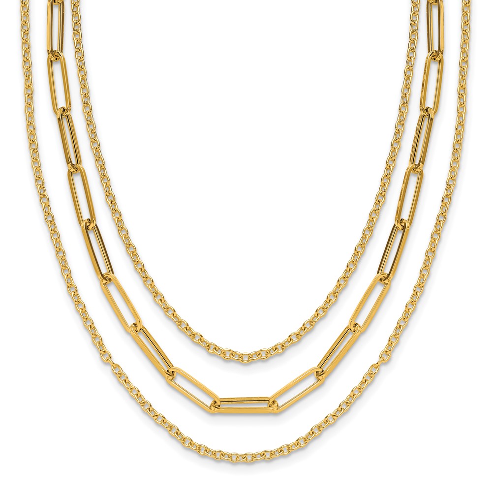 Polished 3-strand Fancy Link Necklace 18"