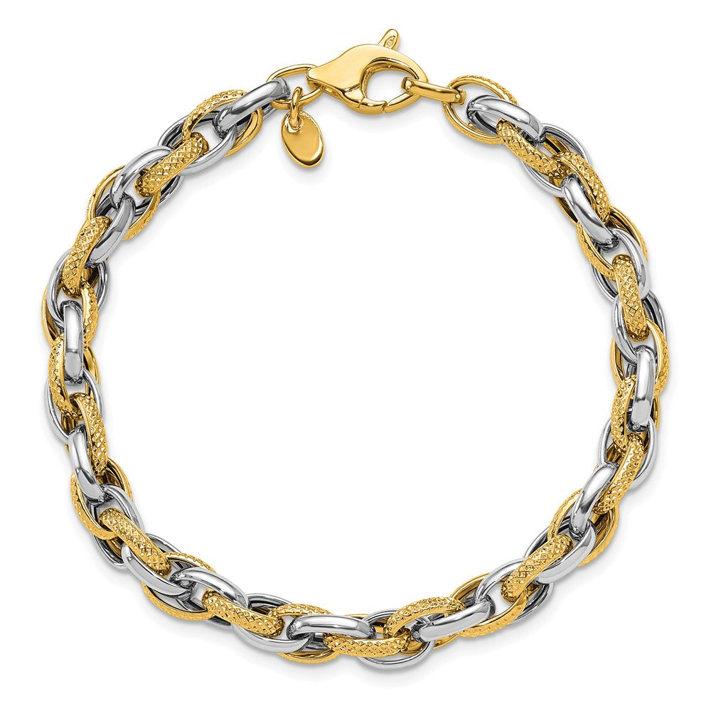 Polished and Textured Fancy Link Bracelet 7.5" - 6.57g