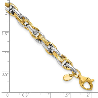 Polished and Textured Fancy Link Bracelet 7.5" - 6.57g