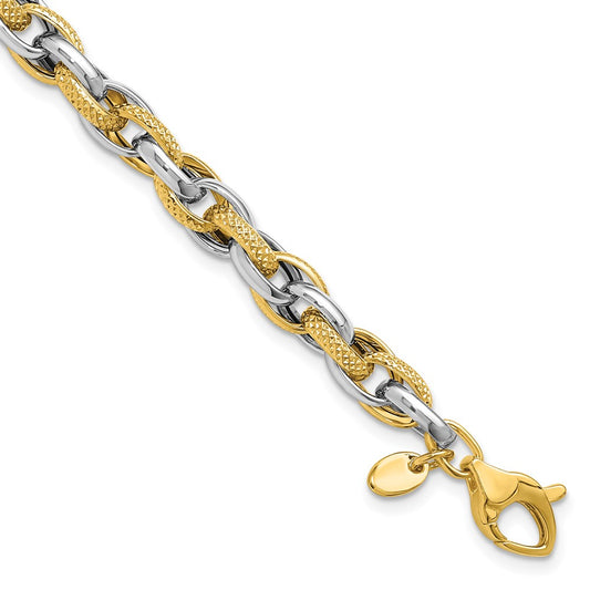 Polished and Textured Fancy Link Bracelet 7.5" - 6.57g