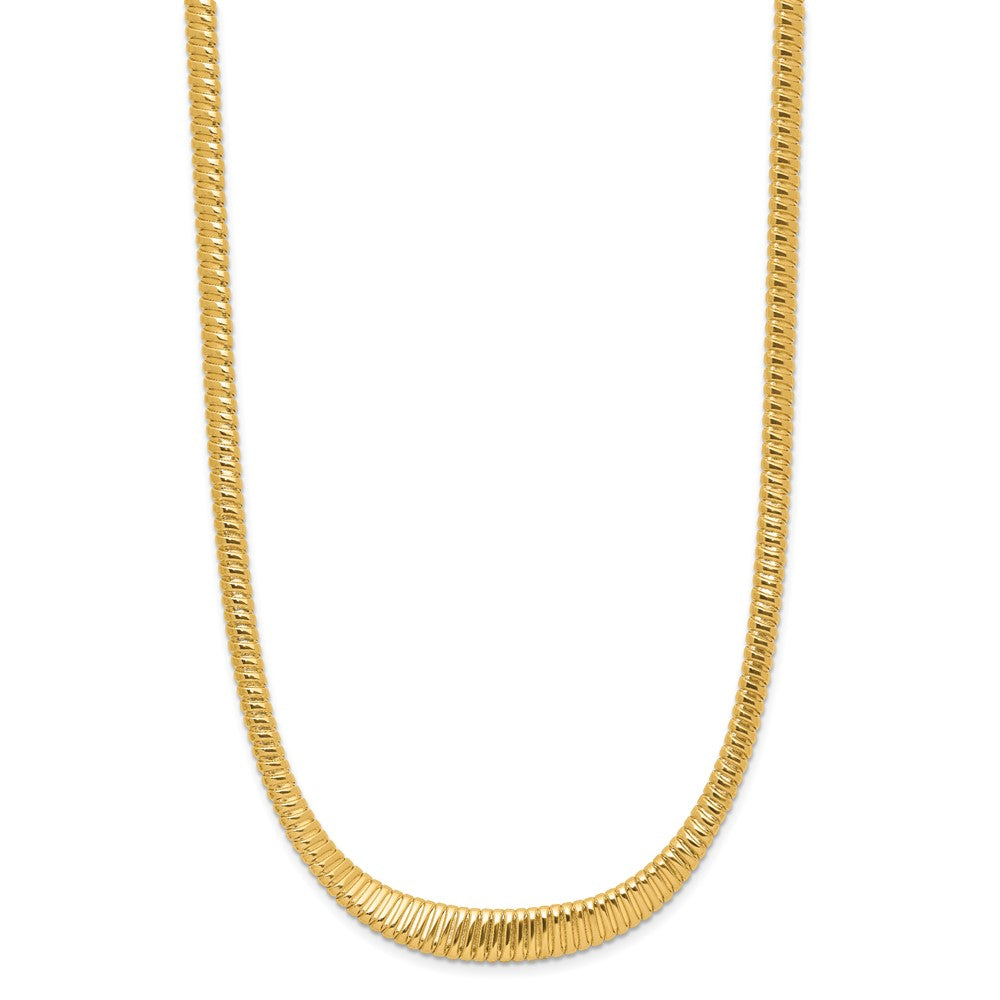 Polished Grooved Graduated Necklace 18"