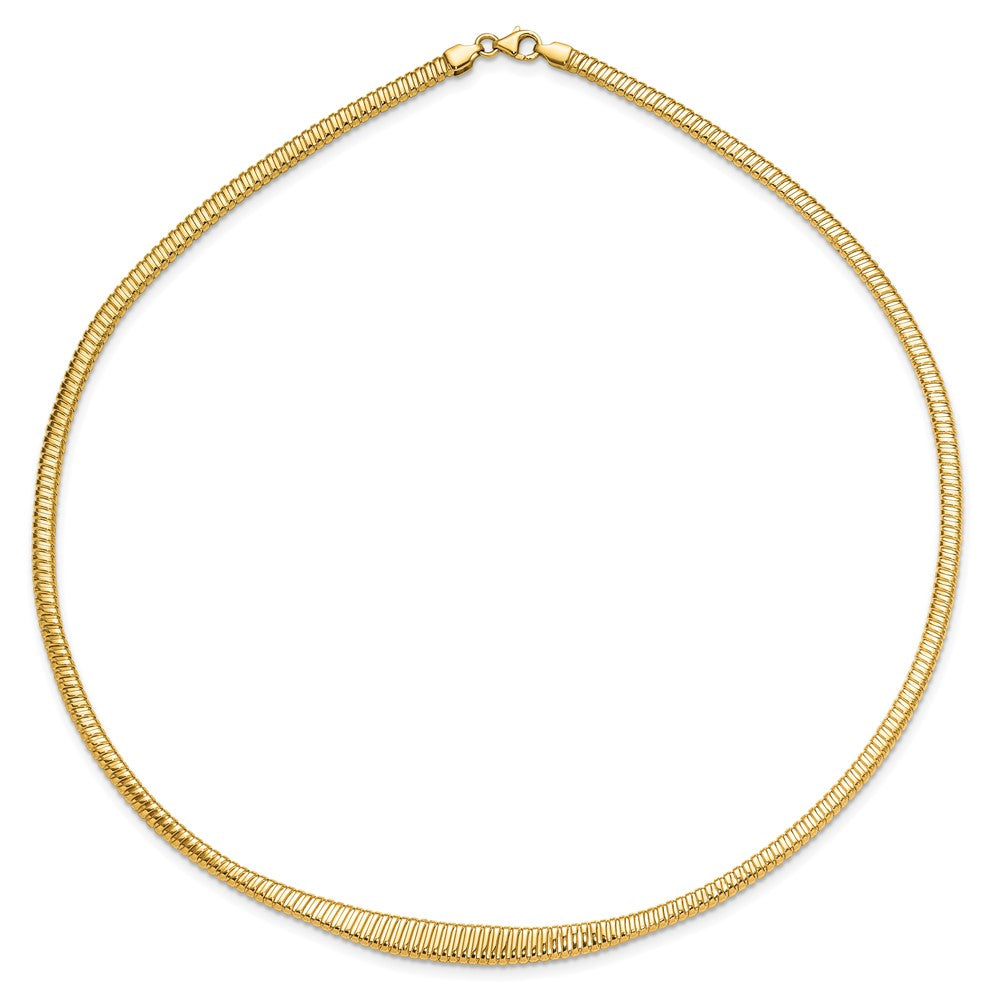 Polished Grooved Graduated Necklace 18"