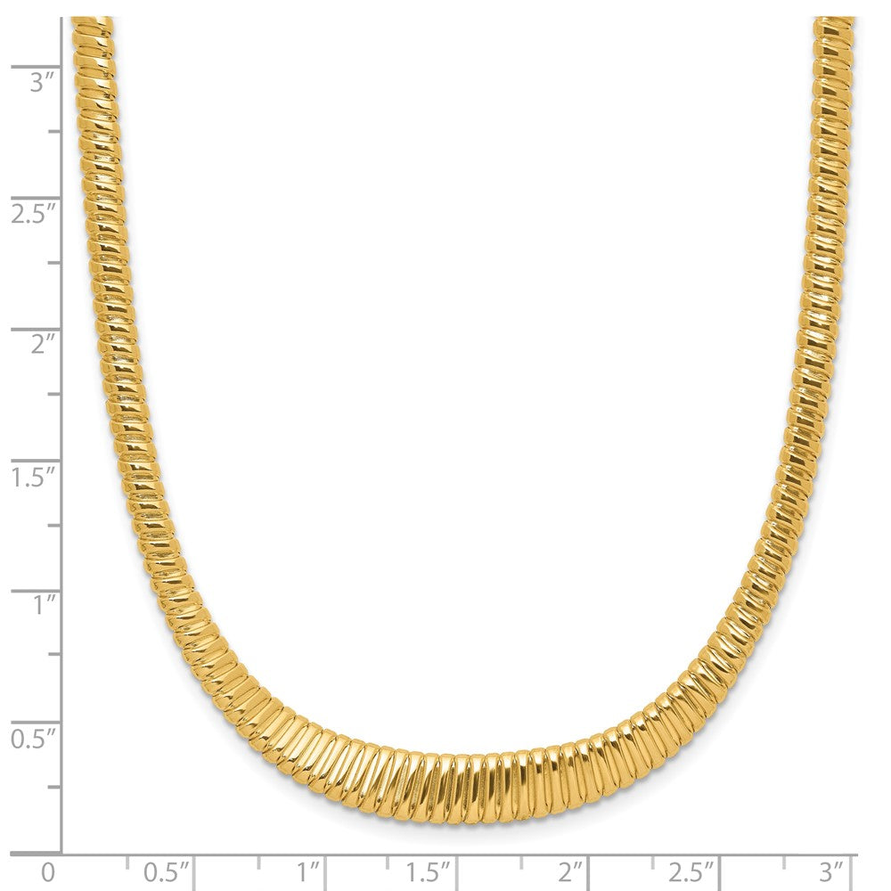Polished Grooved Graduated Necklace 18"