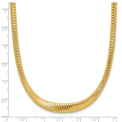 Polished Grooved Graduated Necklace 18"